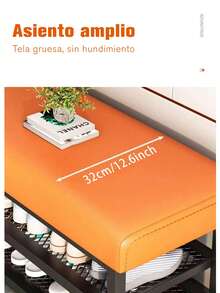 1 Pieza Banco Zapatero con Almacenamiento y Asiento Acolchado, Estilo Moderno Minimalista, Estructura de Hierro Resistente, Perfecto para Vestíbulo de Entrada, Pasillo y Uso Hogareño - Naranja Coral - Ver 10