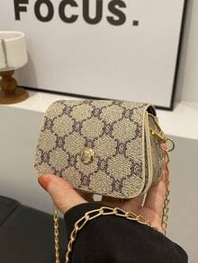 1件装女士时尚通勤撞色单肩包，便携多功能迷你奢华斜挎零钱包，适合约会、外出、购物，女士钱包迷你钱包小钱包可爱零钱包旅行必备夏季格纹 - 卡其色 - 查看 1