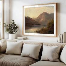 1 Stück gerahmtes/ungerahmtes stimmungsvolles vintage Bergfluss Schaf Leinwand Poster, retro Landschaftsmalerei, rustikale Wandkunst für Eingang, Flur, Cottagecore Dekoration, horizontal für Wohnung, Wohnzimmer, Schlafzimmer, moderne Heimdekoration - A - Übersicht 3