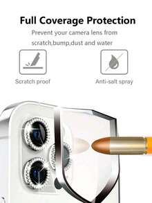 3pcs Rhinestone Glitter Protective Camera Lens Film, Scratch-Resistant & Shatterproof, Fit For IPhone 17 Pro Max, 17 Air / 11 / 12 / 13 / 14 / 15 / 16 / Mini Plus Pro Max - Silver - View 7