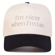 1pc Women's I'NICER WHEN I'TAN Trucker Hat, Personalized Letter Embroidery Baseball Cap, Street Fashion Five-Panel Hat, Outdoor Casual Cap Spring/Autumn Travel, Beach Vacation. - Bột gạo - Xem 5