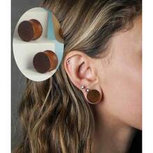 3 Pairs Gauges  Ears Wood Saddle Fit Solid Organic Ears Plug Gauges Double Flared Wooden Ear Tunn Stretcer Punk Piercing - 6mm2g - View 3