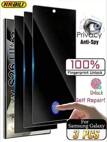 NNBILI 3片裝超薄霧面磨砂隱私陶瓷膜，適用於 Galaxy S21/S21+/S21Ultra/S22 5G/S22+5G/S22Ultra/S23Ultra S23/S23+/S24/S24Plus/S24 Ultra/S25/S25Plus/S25Ultra/S25Edge/S26/S26Plus/S26Ultra 系列，高級霧面表面，隱私螢幕保護貼，非玻璃 - 黑色 - 查看 26