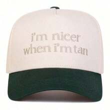 1pc Women's I'NICER WHEN I'TAN Trucker Hat, Personalized Letter Embroidery Baseball Cap, Street Fashion Five-Panel Hat, Outdoor Casual Cap Spring/Autumn Travel, Beach Vacation. - Bột gạo - Xem 8