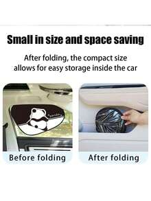 2片/4片装汽车熊猫遮阳帘黑色胶水静电吸附遮阳板夏季创意卡通防晒隔热车帘 - 靜電貼 - 查看 10