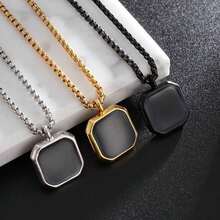 1 chiếc dây chuyền mặt vuông bằng thép không gỉ màu đen vàng bạc cổ điển, thiết kế hình đa giác hình học độc đáo, phù hợp với trang phục thường ngày, phong cách punk, Y2K, gothic dành cho nam giới. Món quà lý tưởng cho Ngày của Cha, mùa tựu trường và Halloween. - Nhiều màu - Xem 2