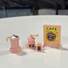1 Set Of 6 Pcs Realistic Mini Pink Coffee Machine Model Set, Fun Toy And Decor, Gift For Coffee Lovers - Pink - View 9