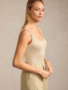 BASICS 4pcs/Set Women Solid Color Knit Bodysuit, Casual Style Brown/Summer - Nhiều màu - Xem 5