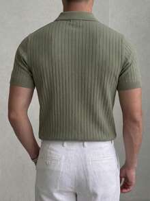 GRDR Áo len nam tay ngắn cổ polo màu trơn mùa hè, thích hợp cho các hoạt động ngoài trời mùa hè, là item không thể thiếu để tạo nên phong cách thời trang. - xanh quân đội - Xem 3