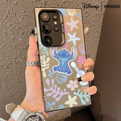 Miniso 名创优品迪士尼史迪奇海洋珊瑚镜面手机壳，吉他图案，适用于三星S26 Ultra/S26 Edge/S26 Plus/S26/S25 Ultra/S25 Plus/S25/S25FE/S25Edge/S24 Ultra/S24 Plus/S24/S24FE/S23FE/S23 Ultra/S23 Plus/S23/S22 Ultra/S22 Plus/S22/A15/A16/A17/A35/A36/A54/A55/A56/，圣诞礼物，送给女朋友的好选择