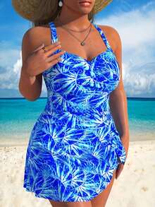 Plus Size One-Piece Swimsuit - 彩色 - 查看 3