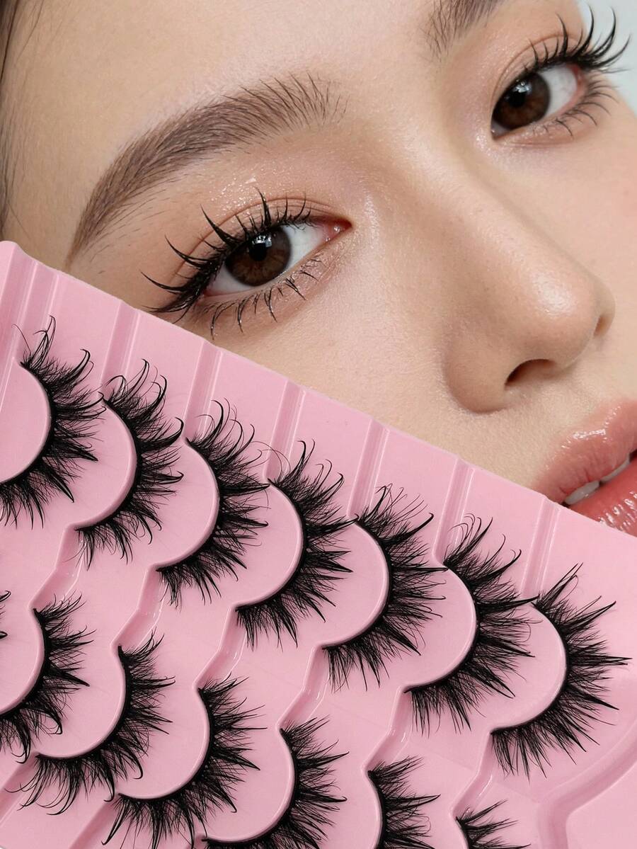 7 Pairs Fluffy 8D Faux Mink Lashes, Sunflower Petal-Like Curly And Voluminous, Eyes Bathed In Sunshine - View 1