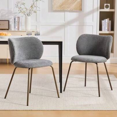 Modern Dining Chairs Made Of Chenille, Comfortable, Curved Backrest With Soft Padding, Bronze-Colored Metal Legs – Add Modern Comfort And Style To Your Kitchen.