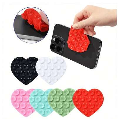 Creative Double-Sided Heart-Shaped Strong Silicone Suction Cup Phone Case/Stand, Non-Slip, Adjustable, Portable, Washable Silicone Suction Cup, Non-Slip Fixed Suction Cup Phone Stand, Birthday Gift, Phone Accessory, Compatible With Android Phones