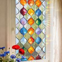 1/4pcs Geometric Diamond Pattern Stained Glass Window Film, Removable Adhesive-Free Rainbow Sunscreen With Static Electricity, Suitable For Home, Bathroom, Kitchen, And Office Decoration. - Color Lens - View 4