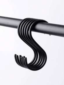 10pcs S-Shaped Black Hooks, No Installation Required, Easy To Use, Hang Directly - Black - View 2