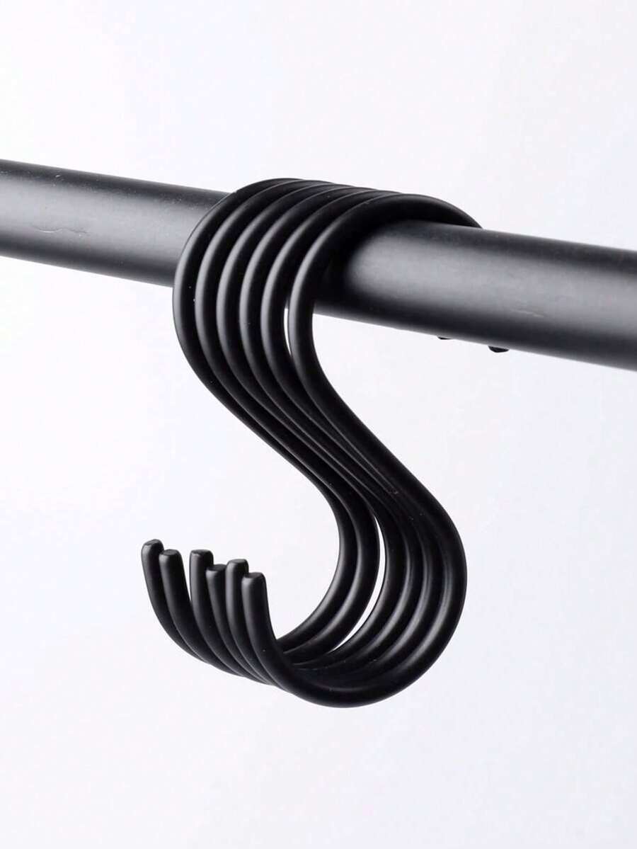 10pcs S-Shaped Black Hooks, No Installation Required, Easy To Use, Hang Directly