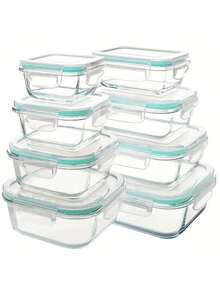 TUMATICLY 8PCS Glass Food Storage Containers With Lids, Food Storage Containers, Leak-Proof, Suitable For Fruits, Vegetables, Kitchen, Picnic, Meal Preparation, Refrigerator - 綠色 - 查看 1