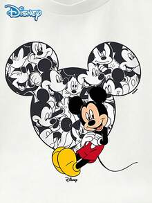 Disney 迪士尼夏季男婴休闲米奇可爱印花短袖T恤短裤套装，卡通图案，弹力面料，适合儿童日常穿着，精美礼物 - 白色 - 查看 6