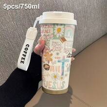 1pc/5pcs 500ml Inspirational Prayer Verse Insulated Coffee Mug - Dual Use (Hot/Cold Drinks), Floral & Cross Pattern; Suitable For Office, Travel, Valentine's Day, Birthday, Spiritual Gifts | Convenient Outdoor Travel Party Iced Coffee Juice Tea - Multicolor - View 14