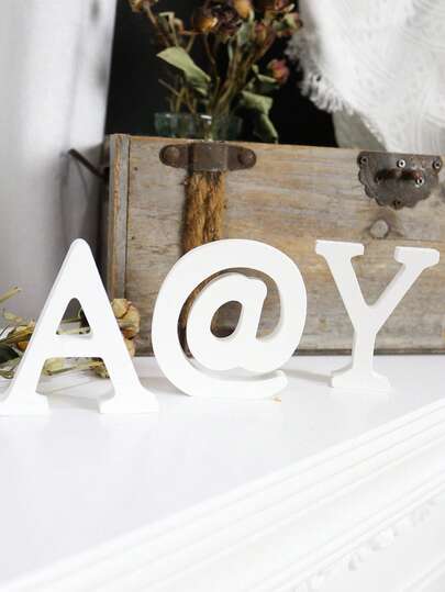 1pc - White 26 Wooden Letters And Special Symbol Crafts, Used For Wall Decoration, Large Unfinished Wooden Letters, Vertical Garden Boards Or Room Name Signs, Outdoor Wedding Home Letter Ornaments, Decorative Children's Art Painting DIY Learning