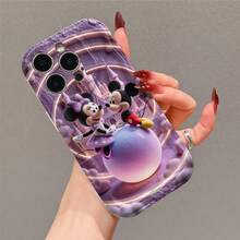 Disney Mickey Mouse & Minnie Mouse Phone Case – Mickey And Minnie On A Gradient Sphere With Disney Castle & Neon Ring Accents, Purple Background, Shockproof Protective Cover For IPhone 17, 16, 15, 14, 13, 12, And 11 Pro Models.. A Fun Gift For Family, Friends, Birthdays, Holidays, And Special Occasions. - 白色 - 查看 3