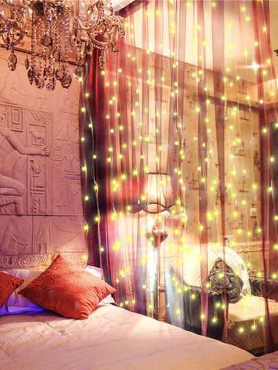 1pc 3*2m/3*3m LED String Lights Copper Wire Curtain Lights, USB Powered, Home Decor Room Decor Wall Decor Bedroom Decor For Festival Atmosphere, Room Curtain Decoration, Bedroom Background Romantic Hanging Decor, Living Room Party Wedding Decoration, Warm Fairy Lights