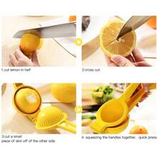 1pc Manual Lemon Juicer, Lemon Squeezer, Fruit Juice Extractor, Professional Metal Manual Juicing Kitchen Tool (Yellow) - Multicolor - View 4