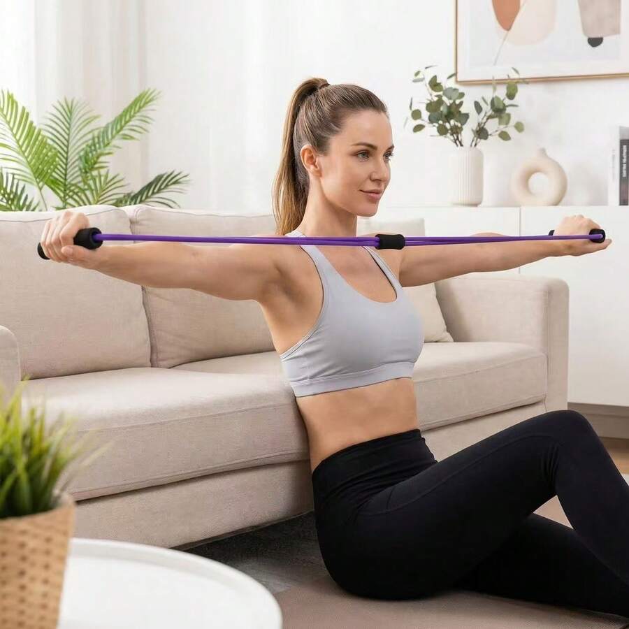Bộ 8 dây kháng lực hình số 8, trọng lượng 15-20lb, dành cho nam và nữ, dùng để tập thể dục tại nhà, kéo giãn cơ vai và lưng.