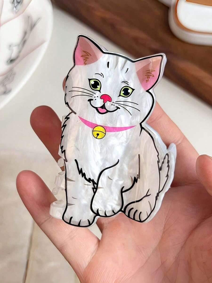 1个可爱亚克力猫耳发夹，萌趣卡通发饰，适合日常佩戴，猫奴必备，超萌动物爪发夹，夏季沙滩发夹，度假发饰