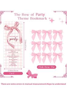 18pcs/Set Pink Cute Bow Ballpoint Pen, Bow Bookmark Card, Bow Decor, Adorable Stationery, Suitable For Baby Shower, Girl's Birthday, Best Friends, Daughter, Students, Classmates And Friends - Multicolor - View 5