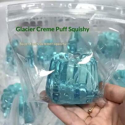 1pc 2026 New Glacier Squishies, Ice Blue Transparent, Ultra Soft Pudding Squeeze Toy, Stress Relief, TPR Pendant, Perfect Gift - Fun Gift - Birthday Gift - Holiday Gift - Children's Gift