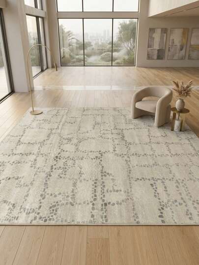 1pc Rug/Carpet, Nordic INS Cream Asymmetrical Geometric Spot Color Block Vintage Style - Soft Faux Wool Rug, Suitable For Bathroom, Kitchen, Entryway, Hallway, Bedside, Living Room, Bedroom, All Season Machine Washable 100% Polyester Mat, Home Decor
