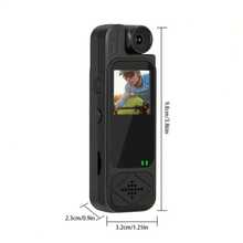 1pc 1080p Mini Body Camera 1.3inch Screen 180° Rotatable Lens Body Mounted Camera Small Portable IR Night Vision Body Camera Camera Bike - Black - View 5