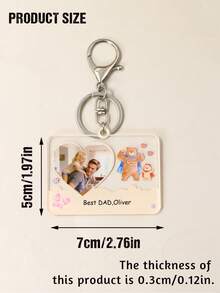 Llavero con foto en forma de corazón personalizado, llavero con foto personalizado como regalo para papá, familia, recuerdo, estilo romántico y lindo para llevar a diario como accesorio de bolso, regalo de cumpleaños, Día del Padre, aniversario, vacaciones, llaveros con imagen personalizada, colgante de memoria con texto personalizable - Estilo A - Ver 2