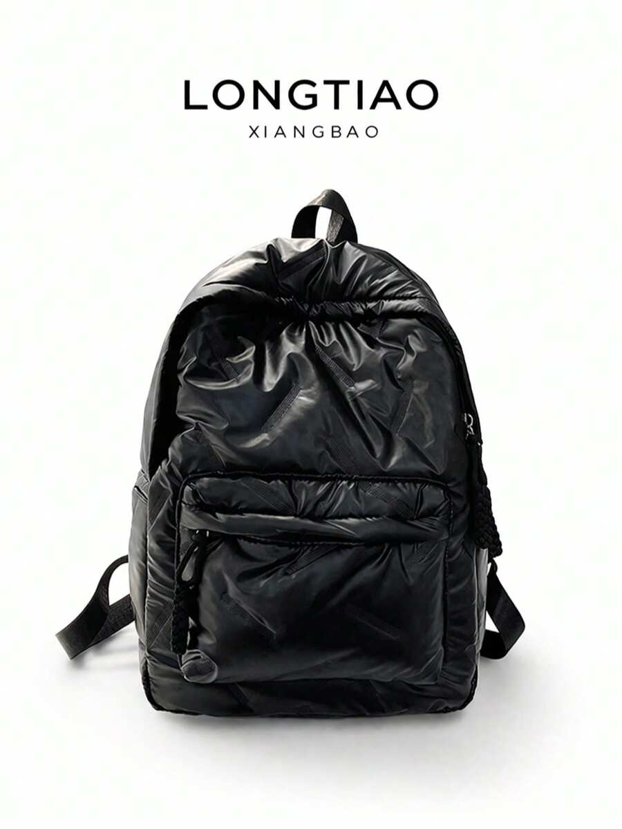 2024新款时尚经典学院风双肩包，百搭纯色和菱形图案设计，大容量多口袋设计，适合校园和通勤使用。这款双肩包是青少年学习用品的理想之选，集背包、书包和返校包功能于一体。它具有大容量、防水、带笔记本电脑隔层等特点。 - 黑色 - 查看 1