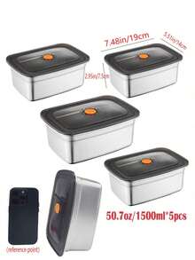 不锈钢密封食品储存容器，带防漏盖 - 非常适合午餐、零食和餐食准备 - 可重复使用且耐用，适用于水果、蔬菜等 - 非常适合家庭和办公室使用，方形餐食准备容器不锈钢容器 - 彩色 - 查看 20