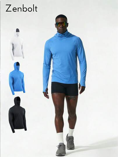 ZULIZ Zenbolt 男士插肩袖拉法帽长袖运动衫修身运动上衣，适合健身房训练、户外运动和日常穿着