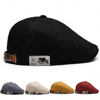 1顶街头时尚双面鸭嘴贝雷帽，百搭嘻哈男士遮阳帽，适合夏季、秋季、海滩、度假等场合