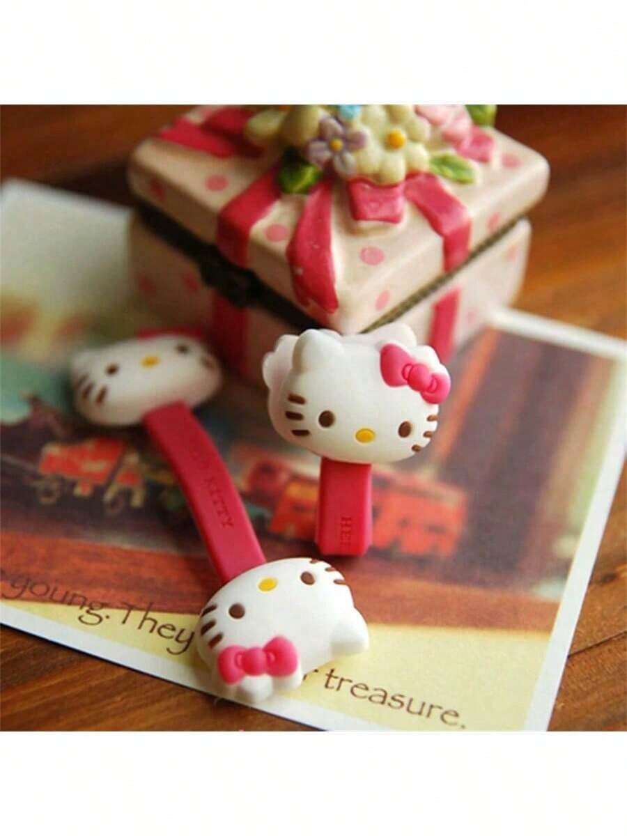 SANRIO 【正版授权】1个三丽鸥Hello Kitty卡通硅胶耳机绕线器，Melody Hub数据线整理器，女孩迷你线缆捆扎带绕线器，圣诞节生日礼物 - 多色 - 查看 1
