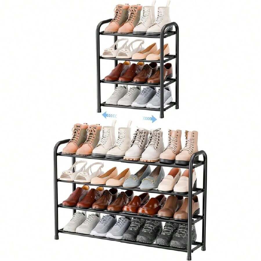 - Expandable Shoe Rack, 4-Tier Adjustable Shoe Organizer Shelf For Closet, Metal-Free Black Freestanding Shoe Rack For Small Spaces, Entryway, 44539382 - Lilac Purple - View 1