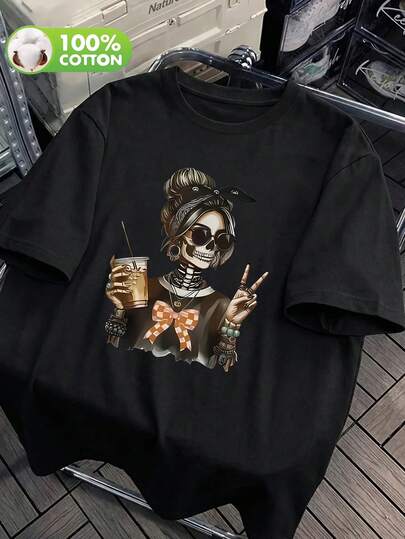 Áo thun cổ tròn tay ngắn kiểu dáng thường ngày, thích hợp cho mùa xuân, hè và thu, dành cho nữ, trang phục học sinh, màu đen.