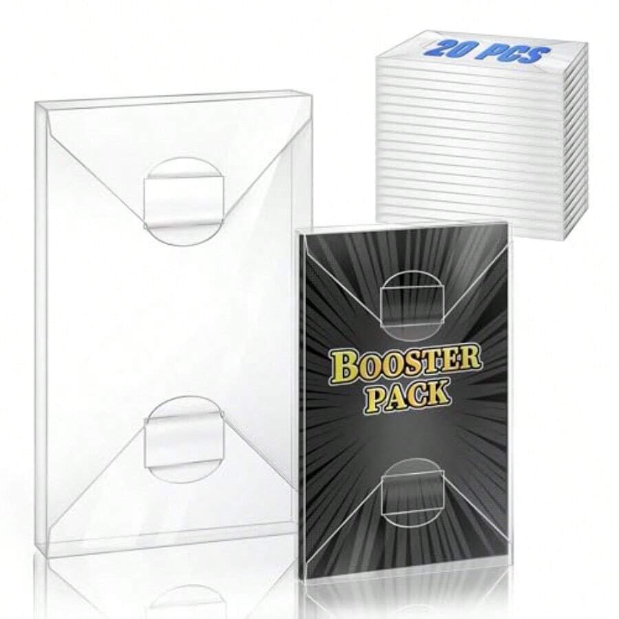20-Pack Booster Pack Protector Storage Booster Pack Sleeves 0.4MM Thick PET Plastic Booster Card Display Case Clear Single Booster Pack Storage Box For Standard Collectible Sports Gaming Cards - Clear - 查看 1