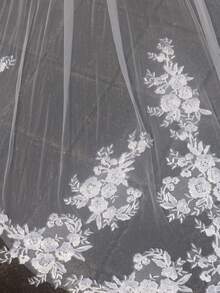 一件象牙色奢华长款柔软薄纱优雅新娘婚纱，配金属发梳和头纱 - 彩色 - 查看 9