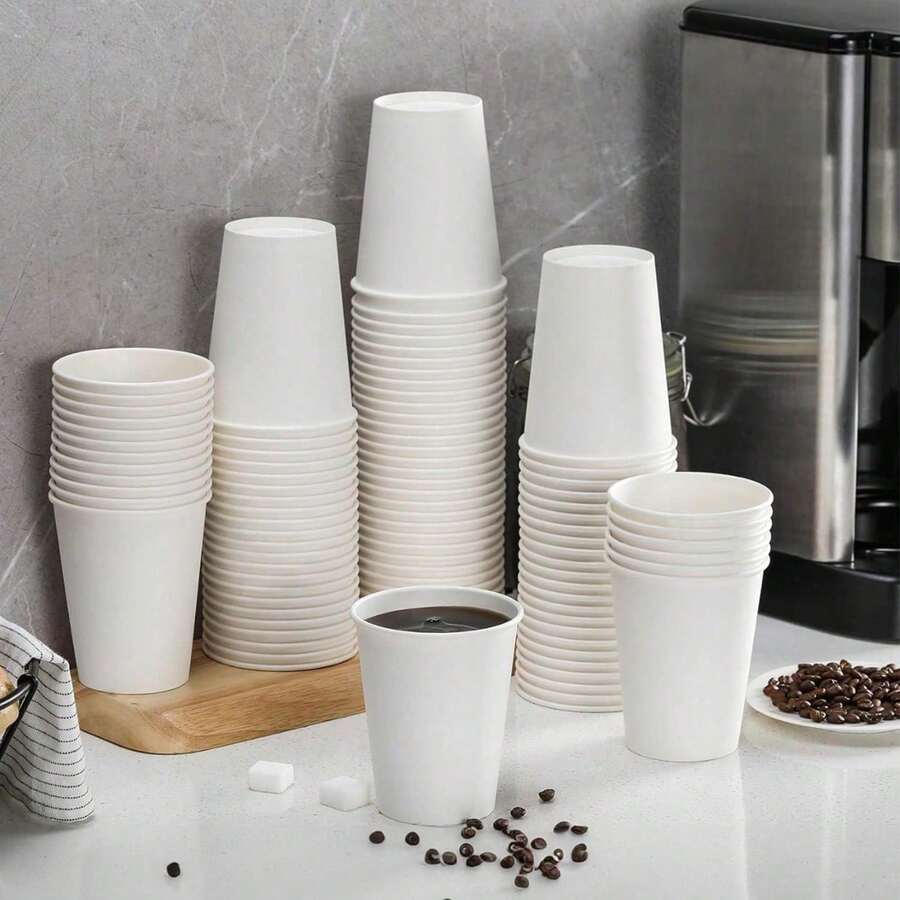 Bộ 3 cốc giấy trắng dùng một lần, cốc và đĩa lót, cốc cà phê, cốc đồ uống lạnh, cốc giấy mang đi, thích hợp làm quà tặng sinh nhật, đám cưới, quà tặng Ngày của Mẹ. - Nhiều màu - Xem 1