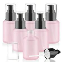 Wresty - 6 botellas vacías de vidrio con bomba rellenables para crema de loción botella de muestra de viaje dispensador de cosméticos recipientes para loción crema y emulsión rosa 60 ml/2 onzas - Rosado - Ver 1