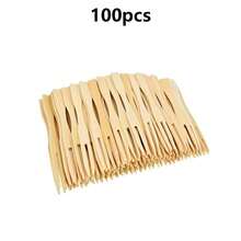 50/100/200/300 Pcs Bamboo Mini Forks - 3.5 Inch Disposable Cocktail & Fruit Forks For Party, Wedding & Dessert - Smooth Edge Design - Fruit Fork - View 15