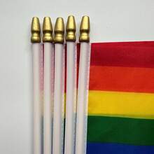 5 Packs Rainbow Pride Hand Held Flags, Size 14*21cm, Made Of Polyester Fiber, With Wooden Pole And Transparent PVC Suction Cup, Suitable For Office, Home, Car, Wall Decor, Party And Holiday Celebration - A - View 7