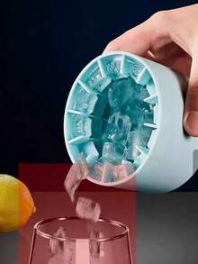 1pc Portable Silicone Ice Cube Tray, Reusable Ice Mold/Cylindrical 3D Ice Maker, Easy Release, Multi-Compartment Design, Minimalist Bucket Shape With Lid, Suitable For Making Ice Cubes, Ice Buckets And Cylindrical Ice Cups - Multicolor - View 5