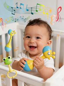 Cute Animal Rattles - Giraffe, Bear, Panda, Tiger, Baby Teething And Grasping Toys - Enhance Grasping Ability And Motor Skills, Promote Visual And Auditory Development, Early Learning Toys For Grasping Rattle - Multicolor - View 6